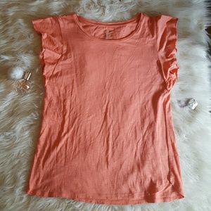 Maurices coral ruffle sleeve tee